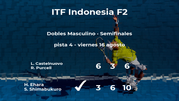 Los tenistas Ehara y Shimabukuro pasan a la final del torneo de Yakarta Los tenistas Ehara y Shimabukuro pasan a la final del torneo de Yakarta