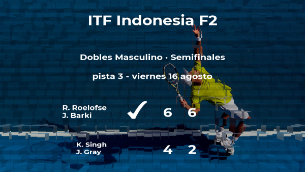Los tenistas Singh y Gray quedan eliminados en las semifinales del torneo de Yakarta Los tenistas Singh y Gray quedan eliminados en las semifinales del torneo de Yakarta