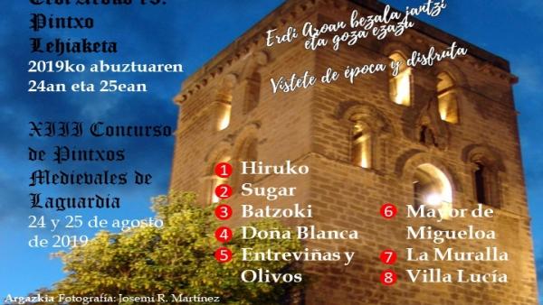 Ocho establecimientos participarán en el 'Concurso de Pintxos Medievales' de Laguardia (Álava). Ocho establecimientos participarán en el 'Concurso de Pintxos Medievales' de Laguardia (Álava).