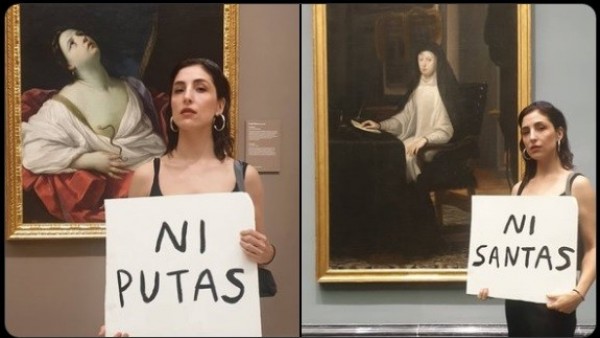 La tuitera Monstruo Espagueti frente a dos cuadros del Museo del Prado La tuitera Monstruo Espagueti frente a dos cuadros del Museo del Prado