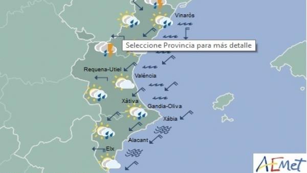Mapa de previsión del tiempo para este martes en la Comunitat Valenciana Mapa de previsión del tiempo para este martes en la Comunitat Valenciana
