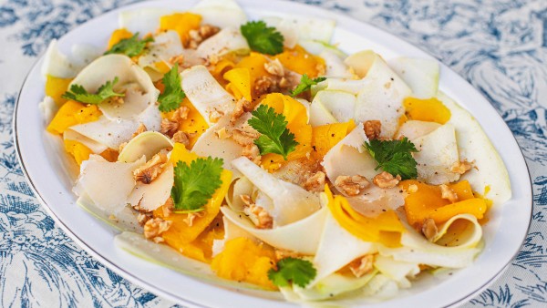 Carpaccio de calabacín con mango Carpaccio de calabacín con mango