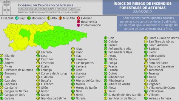 Índice De Riesgo Por Incendios Forestales Para Este Jueves 22 De Agosto De 2019. Índice De Riesgo Por Incendios Forestales Para Este Jueves 22 De Agosto De 2019.