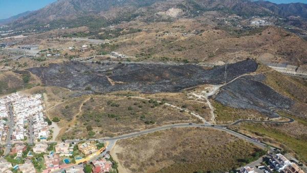 Superficie afectada en el incendio de Marbella Superficie afectada en el incendio de Marbella