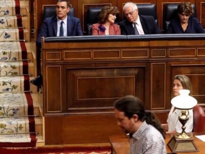 Sánchez e Iglesias, durante una sesión en el Congreso