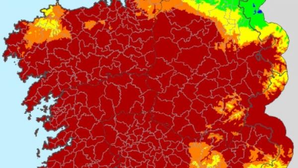 Mapa de riesgo extremo de incendio en Galicia del 5 de septiembre de 2019 Mapa de riesgo extremo de incendio en Galicia del 5 de septiembre de 2019
