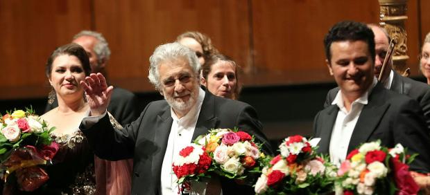 25 August 2019, Austria, Salzburg: Spanish opera singer Placido Domingo practices during the performance of 'Luisa Miller' at the Salzburg Music Festival. Photo: Franz Neumayr/APA/dpa