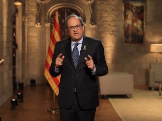 El president Torra durante el mensaje institucional de la Diada.