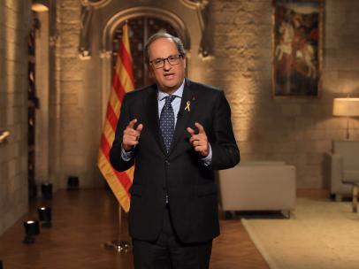 El president Torra durante el mensaje institucional de la Diada.