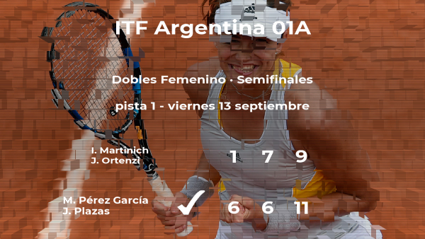 Pérez García y Plazas logran clasificarse para la final del torneo de Buenos Aires Pérez García y Plazas logran clasificarse para la final del torneo de Buenos Aires