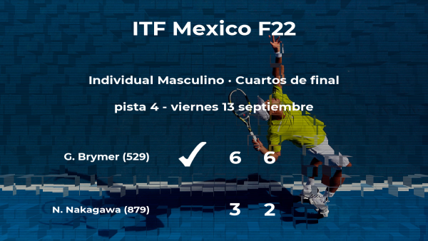 Gage Brymer consigue clasificarse para las semifinales a costa del tenista Naoki Nakagawa Gage Brymer consigue clasificarse para las semifinales a costa del tenista Naoki Nakagawa