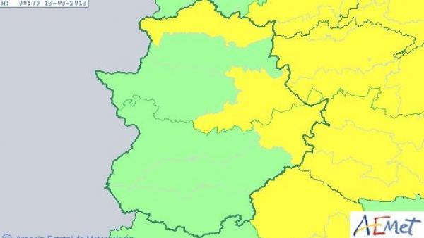 Mapa de avisos por lluvia en Extremadura Mapa de avisos por lluvia en Extremadura