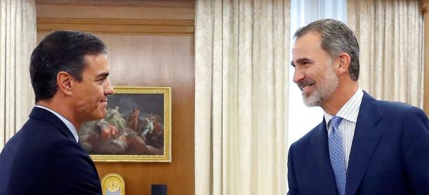 Pedro Sánchez en la ronda de consultas de Felipe VI