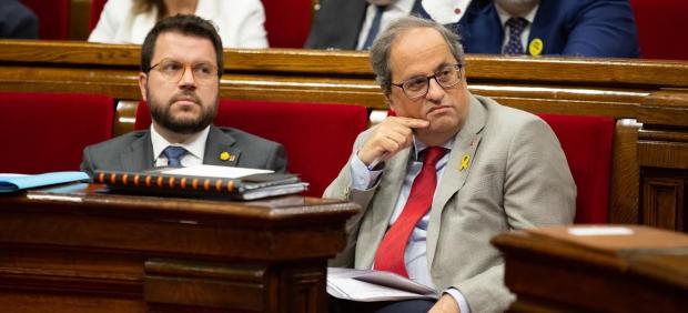 El presidente de la Generalitat, Quim Torra, y el vicepresidente Pere Aragonès. 