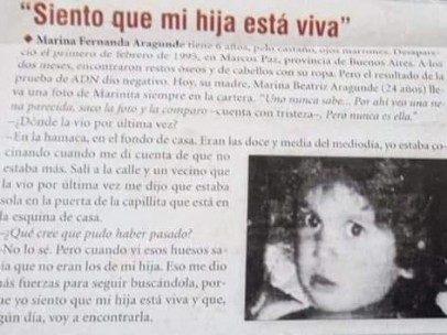 Recorte de un periódico dos años después de su desaparición