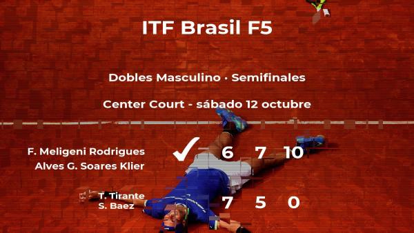 Los tenistas Meligeni Rodrigues Alves y Soares Klier se hacen con la plaza de la final a costa de Tirante y Baez Los tenistas Meligeni Rodrigues Alves y Soares Klier se hacen con la plaza de la final a costa de Tirante y Baez